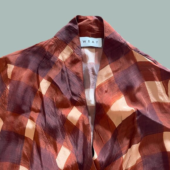 Wray Long Sleeve Wrap Top in Painted Check – XS - Picture 5 of 9